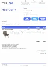 Sample price quote